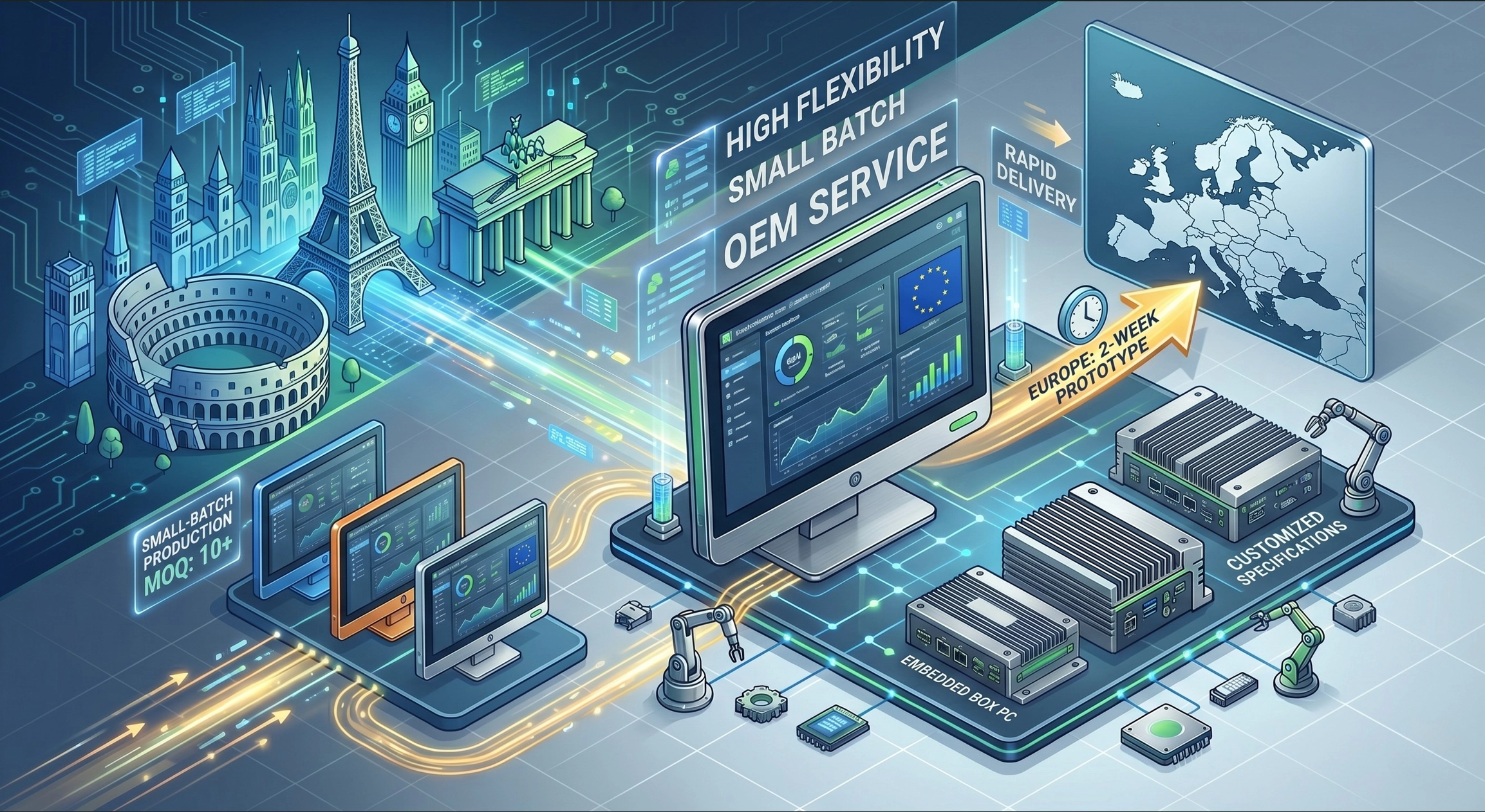 Flexible OEM hardware for European SMEs. Small batches. fast delivery