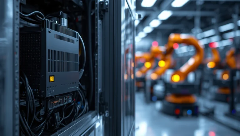 lose-up of a rugged, maintenance-free fanless industrial PC designed to optimize Total Cost of Ownership (TCO) in complex manufacturing environments.