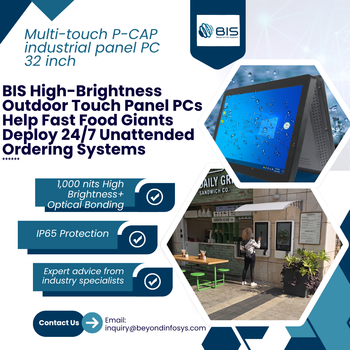 BIS High-Brightness Outdoor Touch Panel PCs Help Fast Food Giants Deploy 24/7 Unattended Ordering Systems