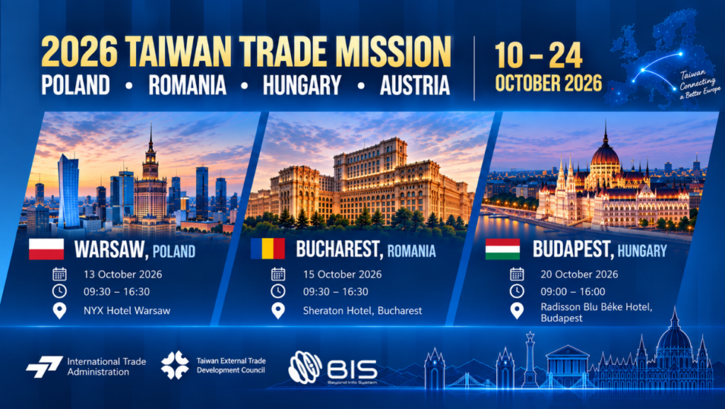 BIS partecipa alla missione commerciale di Taiwan del 2026 in Polonia, Romania e Ungheria